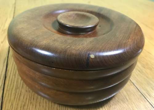 ROUND WOODEN BOWL and LID TOBACCO? MAHOGANY?? TEAK?? Please read notes.....