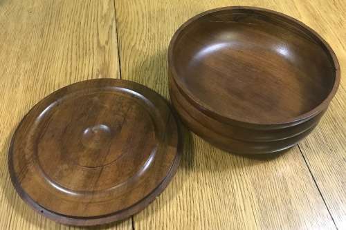 ROUND WOODEN BOWL and LID TOBACCO? MAHOGANY?? TEAK?? Please read notes.....
