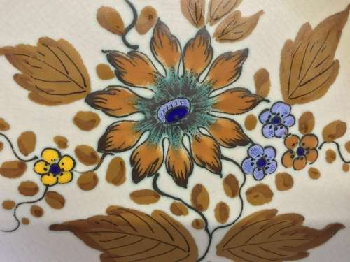 GOUDA ROYAL Zuid Holland PLATE 193mm d 1948 HF 6099 5420 ABIR PATTERN FLOWERS FLORAL UNUSUAL PLATE!!