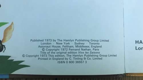 NATURE`S BUSY YEAR Lise Martin and Noelle Brun 1973 The Hamlyn Publishing Group Limited BOOK.