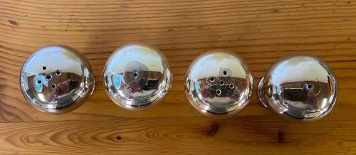 SALT and PEPPER 2 PAIRs of SHAKERS / CELLARS EPNS / SILVER PLATED MUSHROOM SHAPED HEAVY!!!