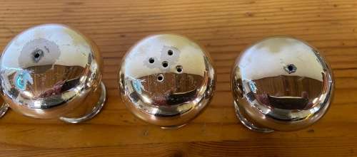 SALT and PEPPER 2 PAIRs of SHAKERS / CELLARS EPNS / SILVER PLATED MUSHROOM SHAPED HEAVY!!!