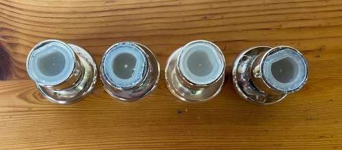 SALT and PEPPER 2 PAIRs of SHAKERS / CELLARS EPNS / SILVER PLATED MUSHROOM SHAPED HEAVY!!!