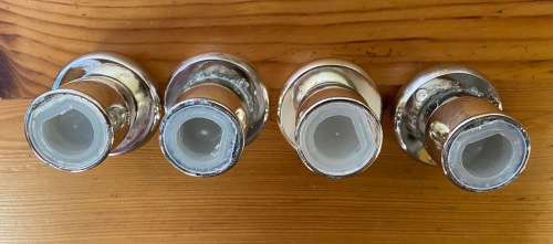 SALT and PEPPER 2 PAIRs of SHAKERS / CELLARS EPNS / SILVER PLATED MUSHROOM SHAPED HEAVY!!!