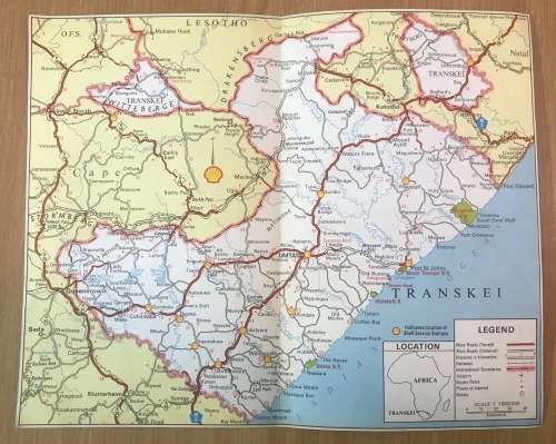 SHELL WELCOMES YOU TO TRANSKEI=MAP=VINTAGE=FILL UP WHEREVER YOU SEE THE SIGN!!!!