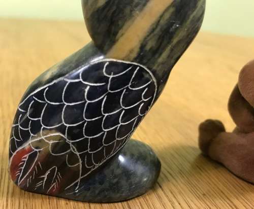 THE OWL and THE BEAR!!! OWL made with STONE AGATE? FOSSILS in the AGATE? STUNNING ITEM!!!