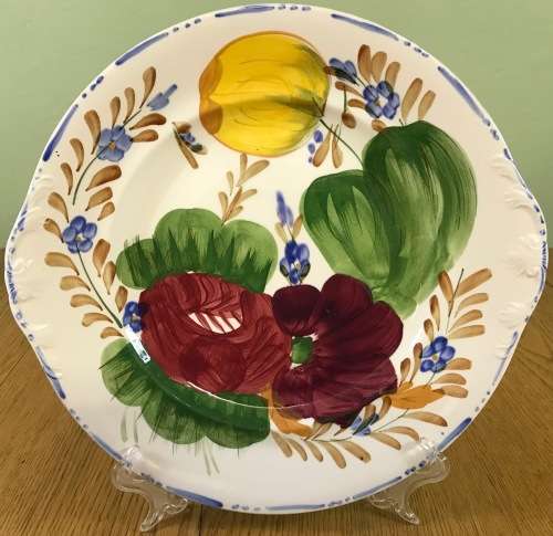 BELLE FIORE CAKE / SNACK PLATE SIMPSONS POTTERIES SOLIAN WARE COBRIDGE ENGLAND 521 FLOWERS read note
