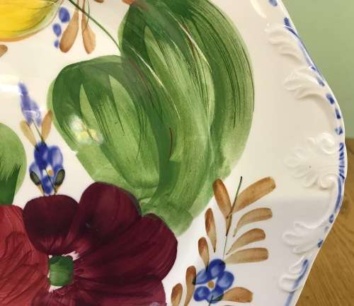 BELLE FIORE CAKE / SNACK PLATE SIMPSONS POTTERIES SOLIAN WARE COBRIDGE ENGLAND 521 FLOWERS read note