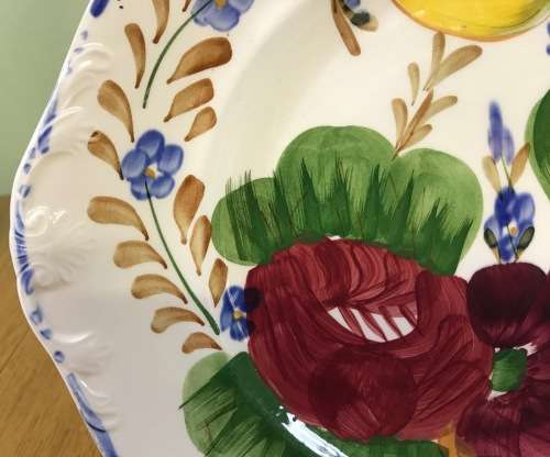 BELLE FIORE CAKE / SNACK PLATE SIMPSONS POTTERIES SOLIAN WARE COBRIDGE ENGLAND 521 FLOWERS read note