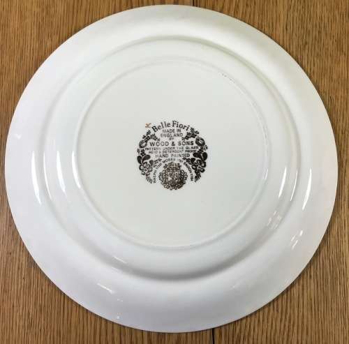 BELLE FIORI MAIN COURSE MEAT DINNER PLATE WOOD and SONS HAND PAINTED ENGLAND FLOWERS BELLE FIORE