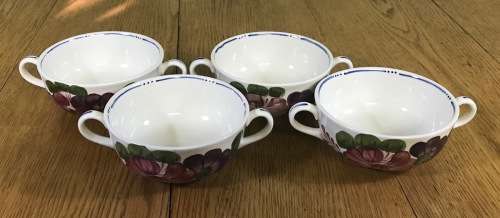 BELLE FIORI SOUP BOUILLONS ONLY x 4 WOOD and SONS HAND PAINTED ENGLAND FLOWERS BELLE FIORE