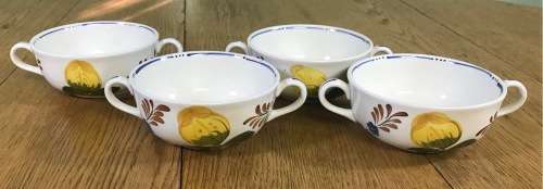 BELLE FIORI SOUP BOUILLONS ONLY x 4 WOOD and SONS HAND PAINTED ENGLAND FLOWERS BELLE FIORE