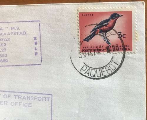 CAPE TOWN PAQUEBOT 8.7.74 MV R.S.A. SHIP GOUGH ISLAND WEATHER OFFICE DEPT TRANSPORT SHRIKE PENGUIN b