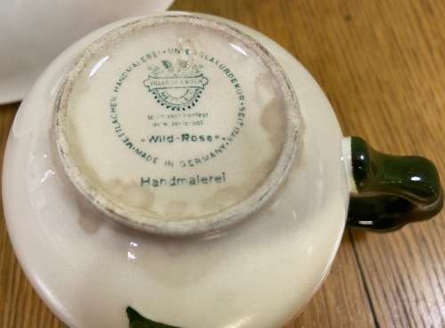 VILLEROY and BOCH=GERMANY=TEA CUP + SAUCER=WILD ROSE pattern=BEAUTIFUL!!!!=please read notes........