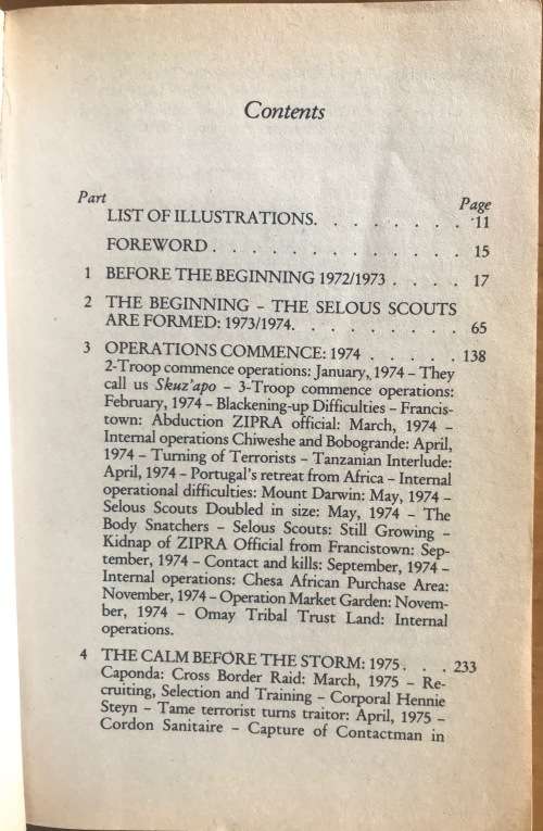 SELOUS SCOUTS=TOP SECRET WAR=Lt. Col. RON REID DALY=PETER STIFF=GALAGO=1983=RHODESIA=Read notes....