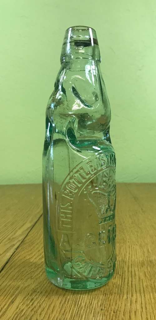 GLASS MARBLE STOPPER BOTTLE=A. GEISLER=CAPE TOWN=WITH ROYAL CROWN=Please read notes.....
