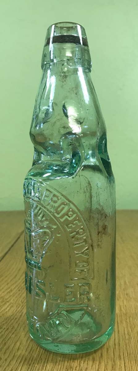 GLASS MARBLE STOPPER BOTTLE=A. GEISLER=CAPE TOWN=WITH ROYAL CROWN=Please read notes.....