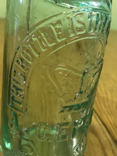 GLASS MARBLE STOPPER BOTTLE=A. GEISLER=CAPE TOWN=WITH ROYAL CROWN=Please read notes.....