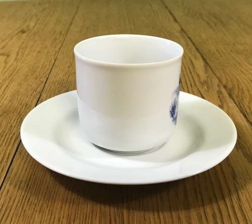 COFFEE DUO DEMITASSE DELFT BLAUW HANDPAINTED TER STEEGE BV HOLLAND EsPRESSO Cappuccino! WINDMILL.