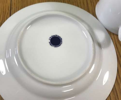 COFFEE DUO DEMITASSE DELFT BLAUW HANDPAINTED TER STEEGE BV HOLLAND EsPRESSO Cappuccino! WINDMILL.