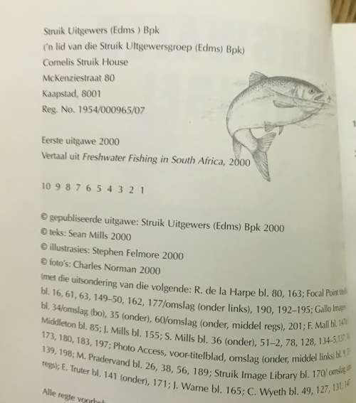 VARSWATER HENGEL IN SUID AFRIKA SEAN MILLS 2000 1st EDITION ANGLING FRESHWATER FISHING TIGER FISH