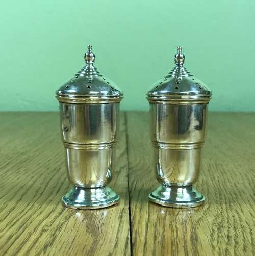 PEPPER SHAKERS x pair (2) STERLING SILVER BIRMINGHAM 1941 ERNEST W. HAYWOOD ENGLAND GREAT BRITAIN
