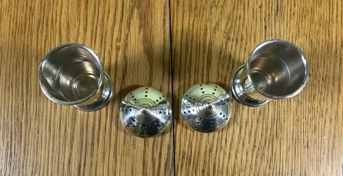 PEPPER SHAKERS x pair (2) STERLING SILVER BIRMINGHAM 1941 ERNEST W. HAYWOOD ENGLAND GREAT BRITAIN