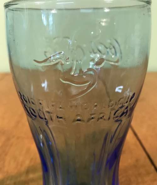 COCA COLA GLASSES x 2 (pair) BLUE FIFA WORLD CUP SOUTH AFRICA 2010!!!