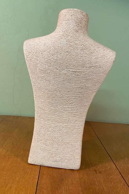 JEWELLERY NECKLACE CHOKER PENDANT DISPLAY MANNEQUIN / BUST Large NATURAL PAPER TWINE COLOUR CURVED