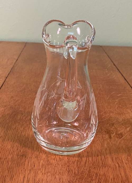 GLASS JUG PITCHER Engraved GRAPE & LEAF Pattern x 1