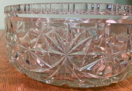 GLASS BOWL - HEAVY - with pressed STAR PATTERNS.