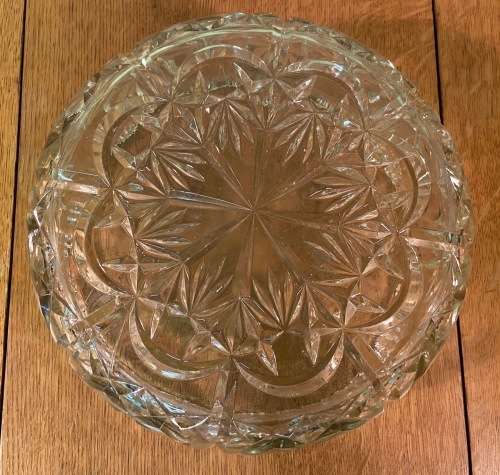GLASS BOWL - HEAVY - with pressed STAR PATTERNS.