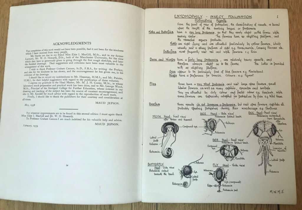 BIOLOGICAL DRAWINGS, WITH NOTES PARTS I & II - Maud Jepson, M.Sc. BOTANY & ZOOLOGY 1956/7 5TH ed.
