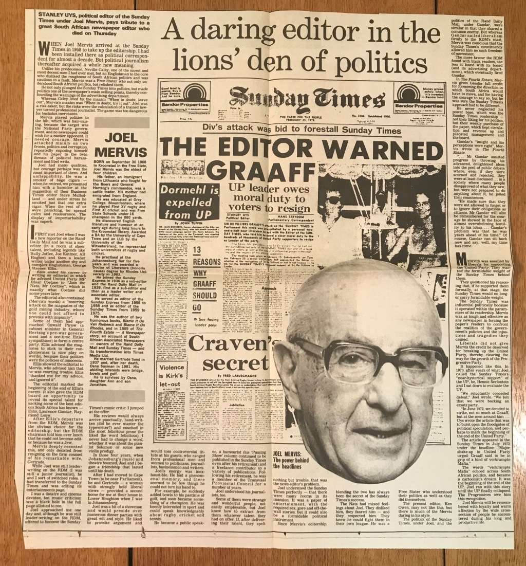 A Newspaper History of SOUTH AFRICA - VIC ALHADEFF - 1979 2nd Impression Verwoerd Transvaal