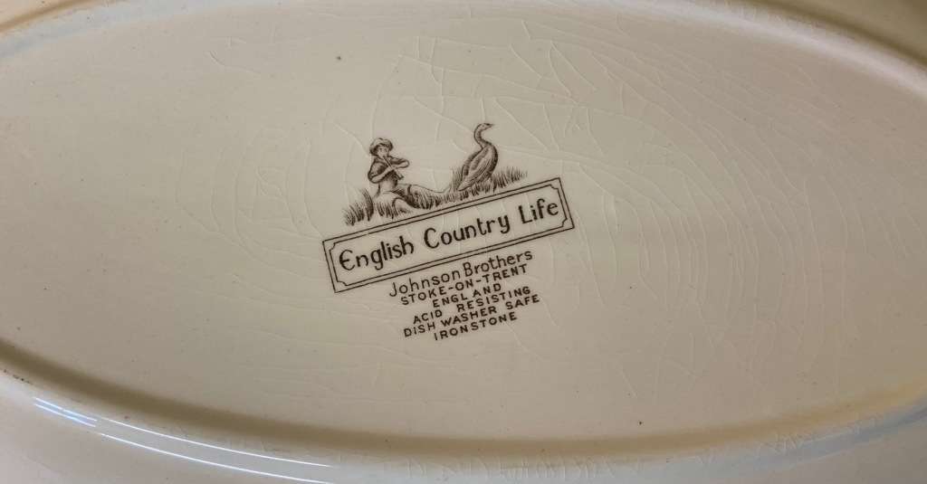 SANDWICH PLATTER - IRONSTONE - JOHNSON BROTHERS - ENGLISH COUNTRY LIFE - ENGLAND - BROWN & WHITE.