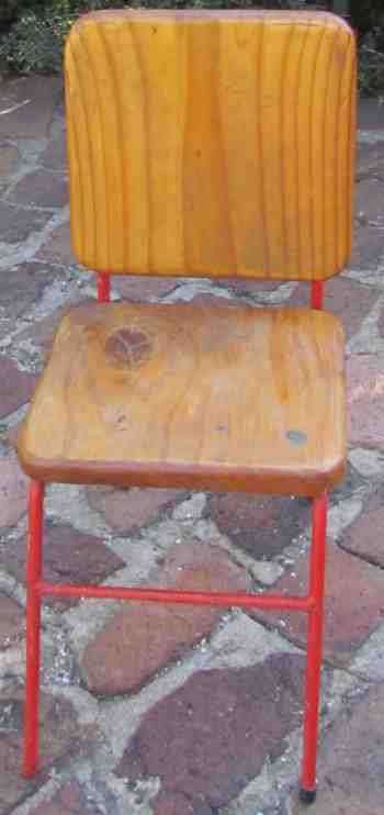 Children's Chair = Steel Round Bar (painted red) & Wood = 500mm high x 235mm wide x 290mm = NICE!!!!
