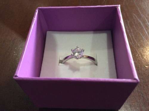 Beautiful sterling silver and simulated diamond solitaire ring