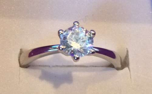 Beautiful sterling silver and simulated diamond solitaire ring