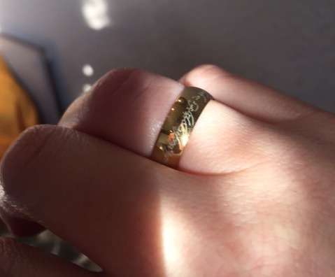 *J* Lord of the Rings 18 K Gold plated 6 mm Ring of Power