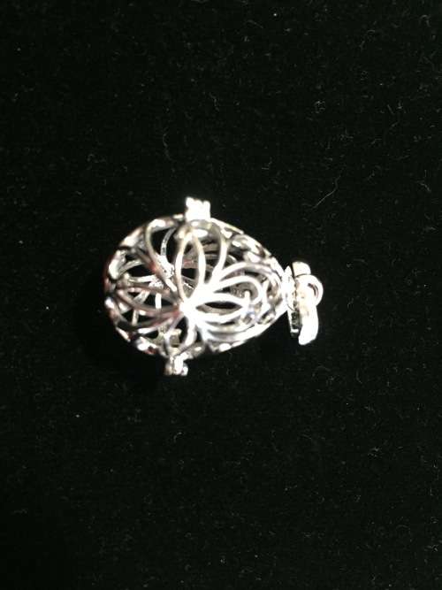 *J* Aromatherapy or stone cage locket_Egg silver (small)