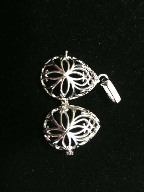 *J* Aromatherapy or stone cage locket_Egg silver (small)