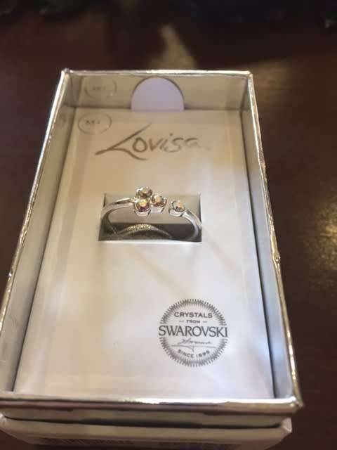 *J* Swarovski Crystal AB Ring US Size 8 (UK P 1/2)