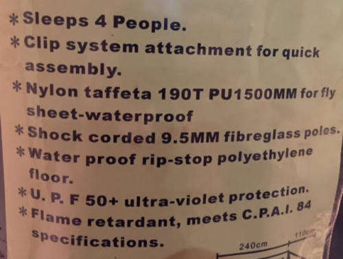 *J* Calypso 4 man dome tent (Bush baby)