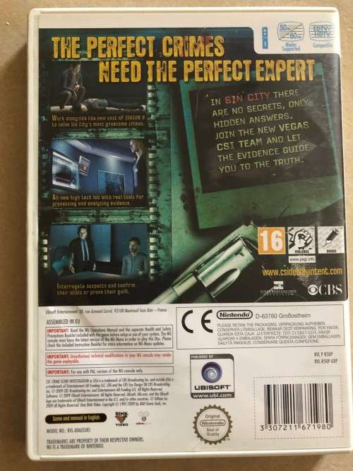 *J* CSI Deadly Intent Wii game