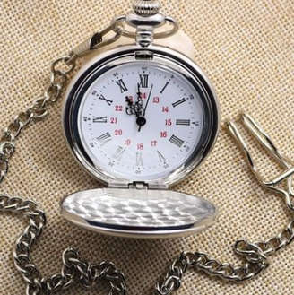 Smooth Steel Pocket Watch With Gift Box (In Stock)