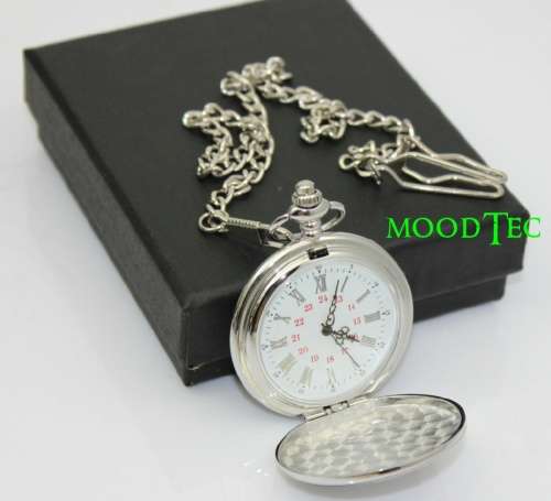 Smooth Steel Pocket Watch With Gift Box (In Stock)