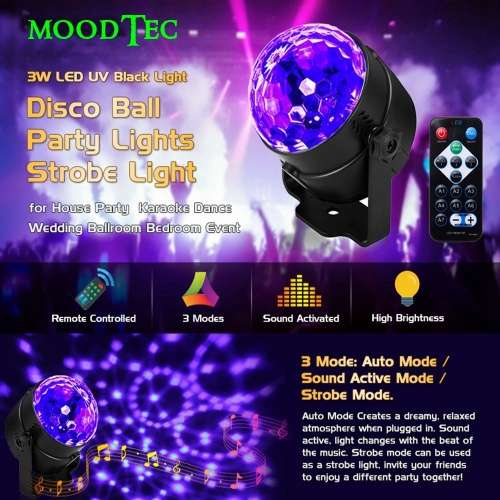 3W UV Purple LED Stage Light Self-propelled/Voice-activated/Flashing Crystal Ball - (Local Shipping)