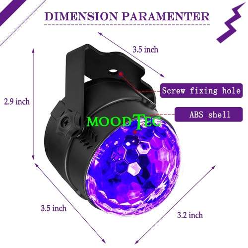 3W UV Purple LED Stage Light Self-propelled/Voice-activated/Flashing Crystal Ball - (Local Shipping)