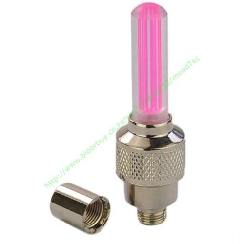Car, Bicycle or Bike LED Tyre Valve Cap - Pink (Pack of 4)