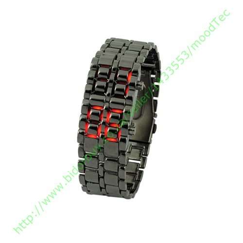 Ladies Carbonized Japanese Style Inspired Red LED Watch
